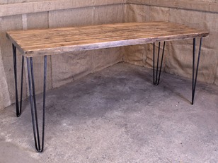 Retro Industrial Plank Table 