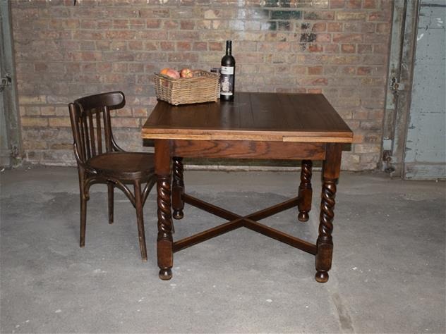 Oak Barley Twist Drawer Leaf Table ZX2347